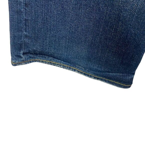 CLUB MONACO Women's Blue Dark Wash Distressed Patch Pocket Bootcut Jeans US 2 - Picture 9 of 16